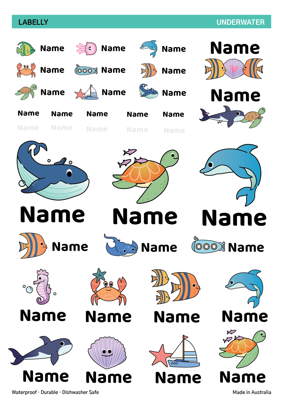 Marine Life Name Stickers