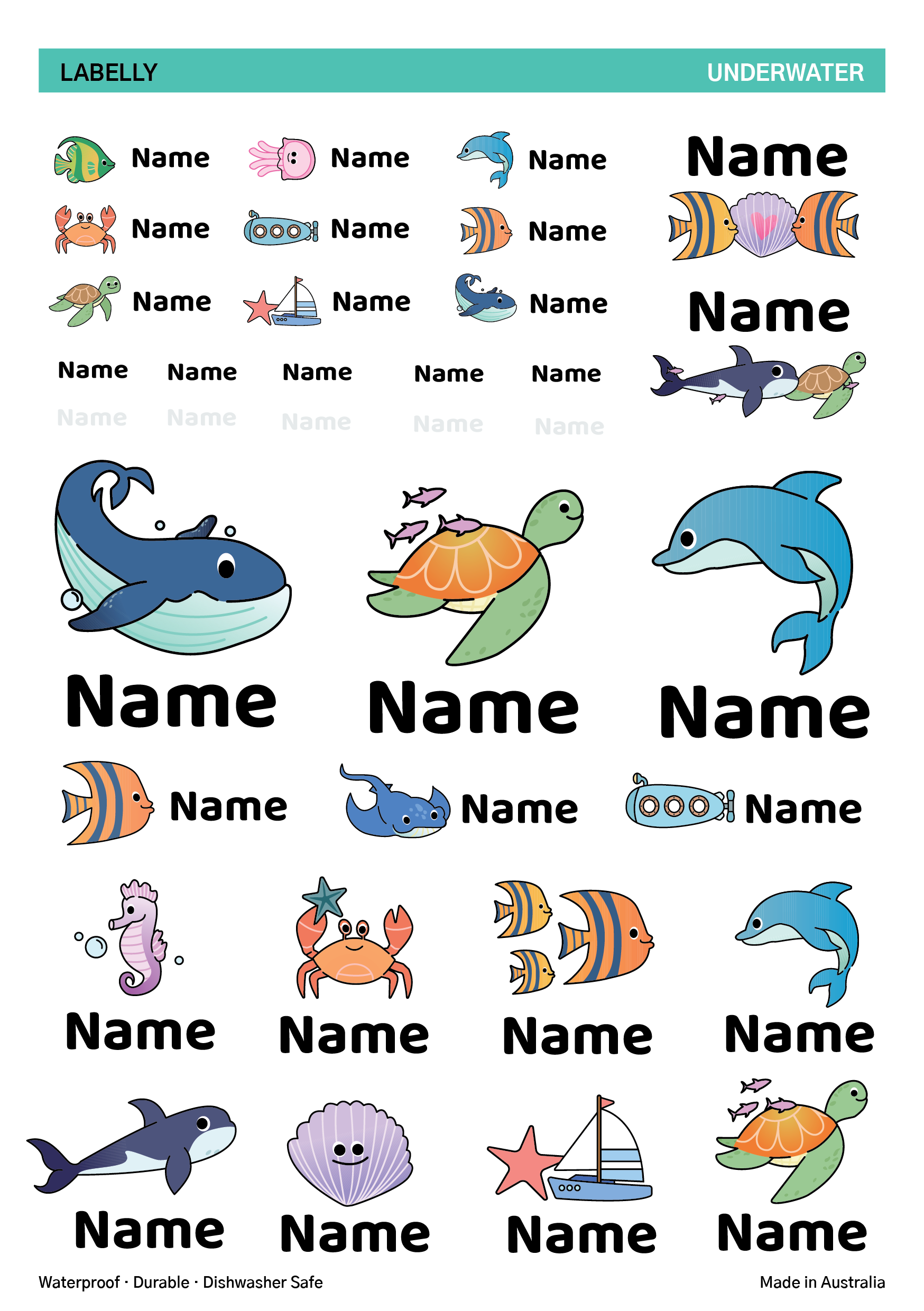 Marine Life Name Stickers