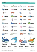 Marine Life Name Stickers