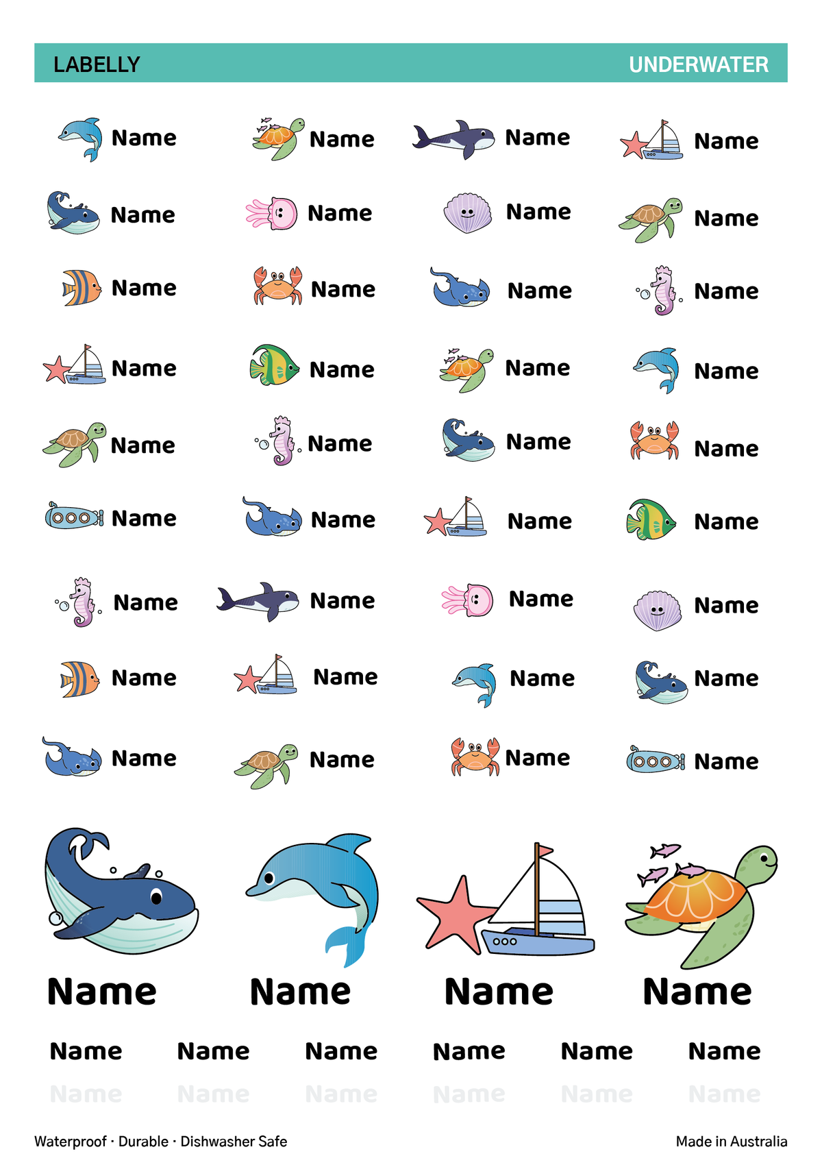 Marine Life Name Stickers