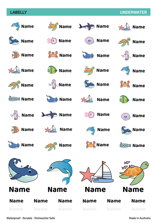 Marine Life Name Stickers