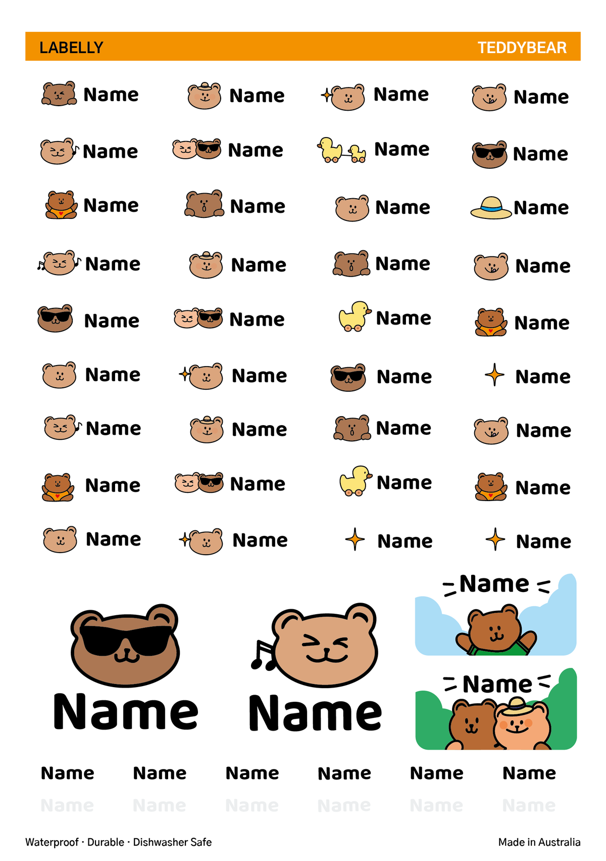 Teddy Bears Name Stickers
