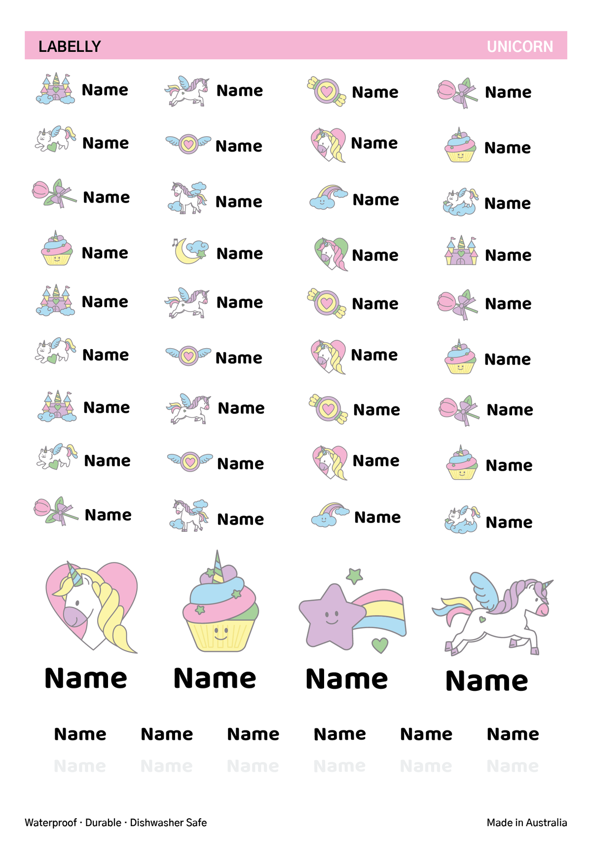 Unicorn Name Stickers