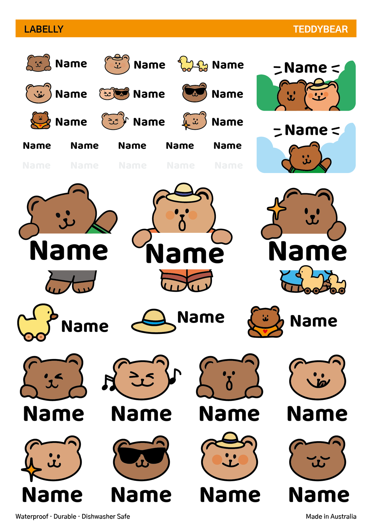 Teddy Bears Name Stickers