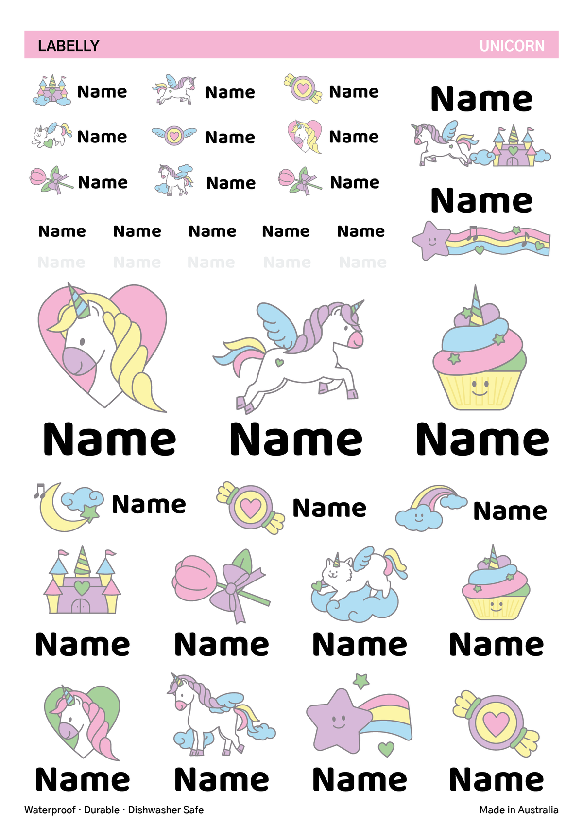 Unicorn Name Stickers