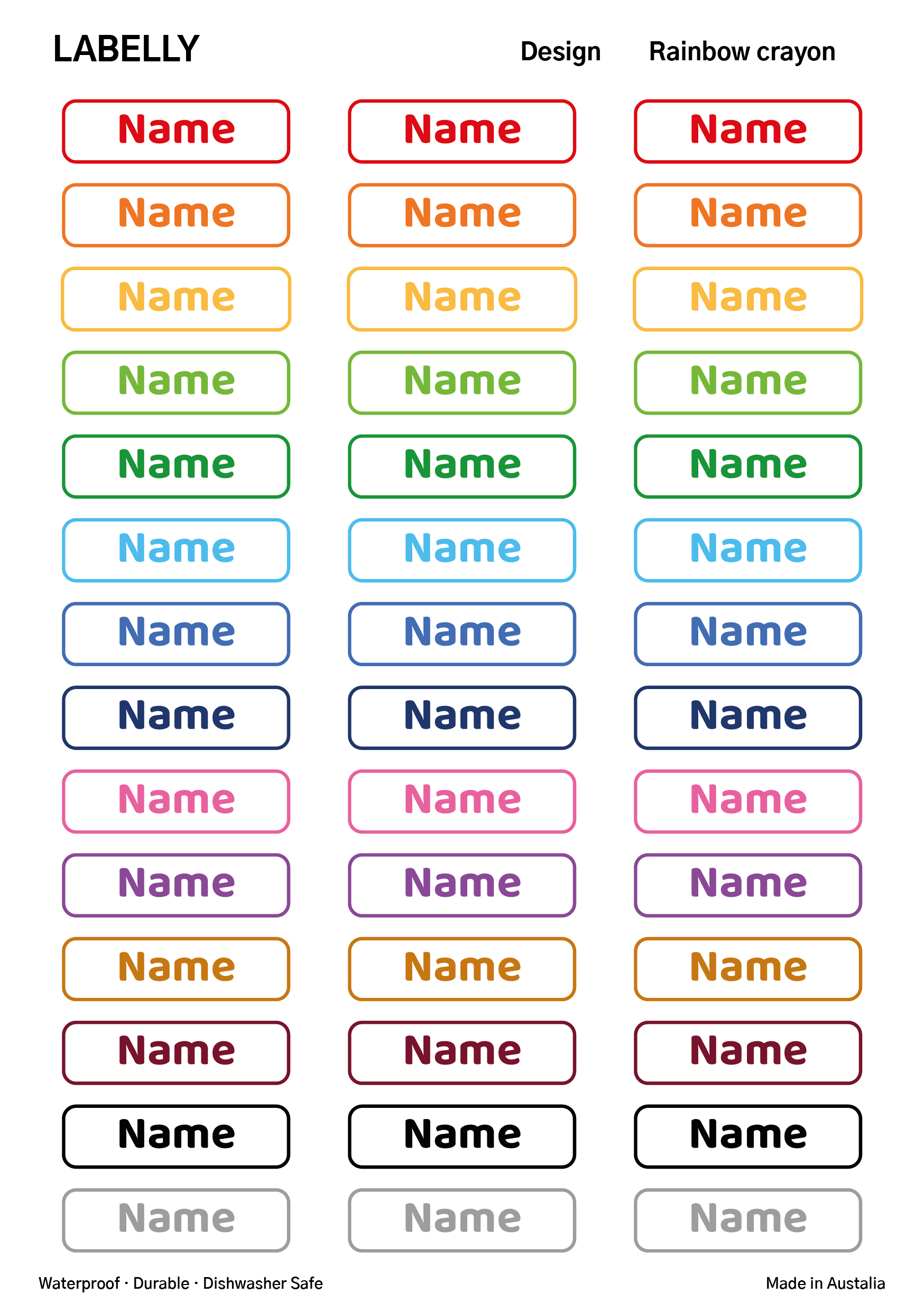 Name Only Stickers - Crayon
