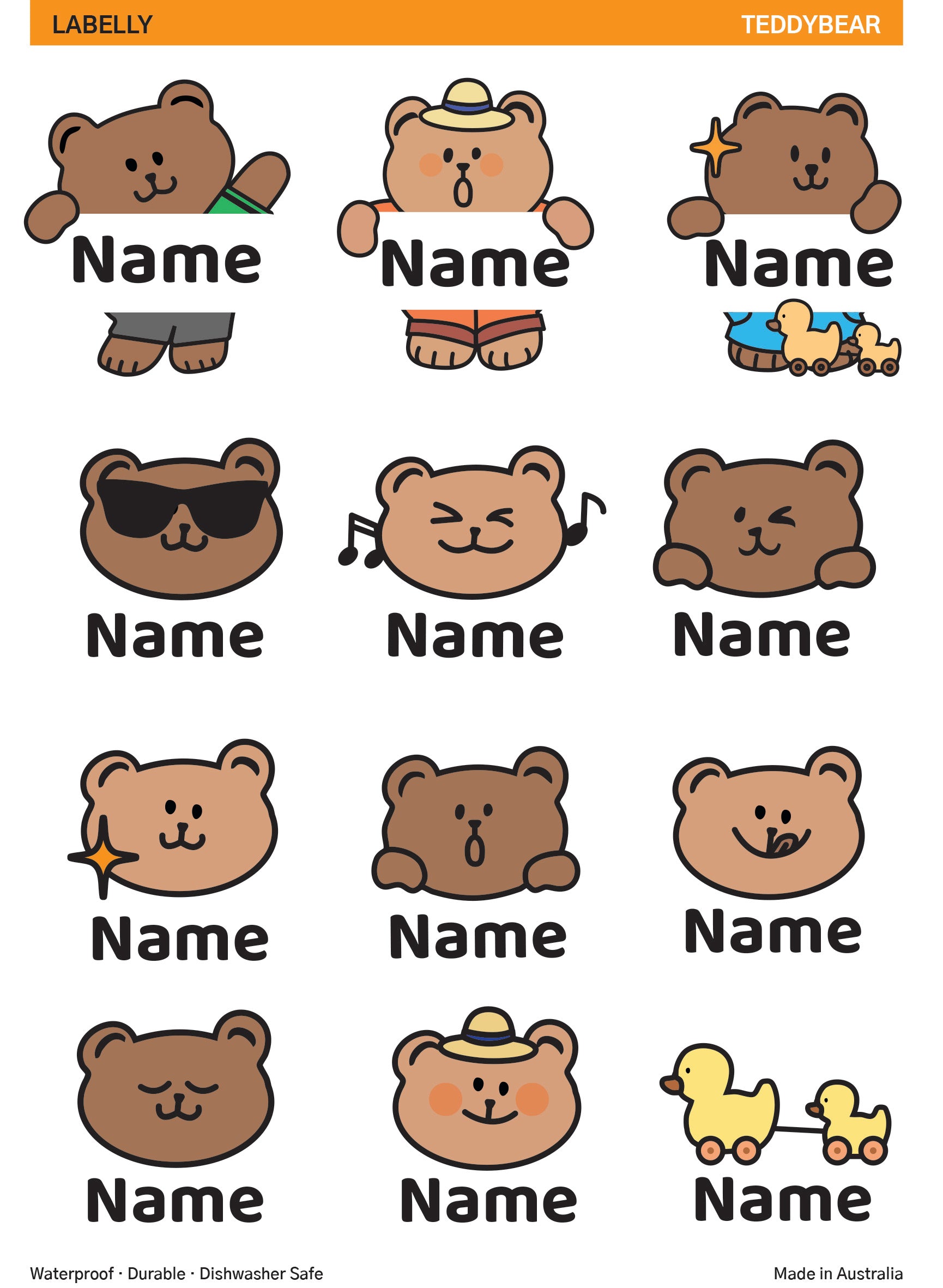 Teddy Bears Name Stickers