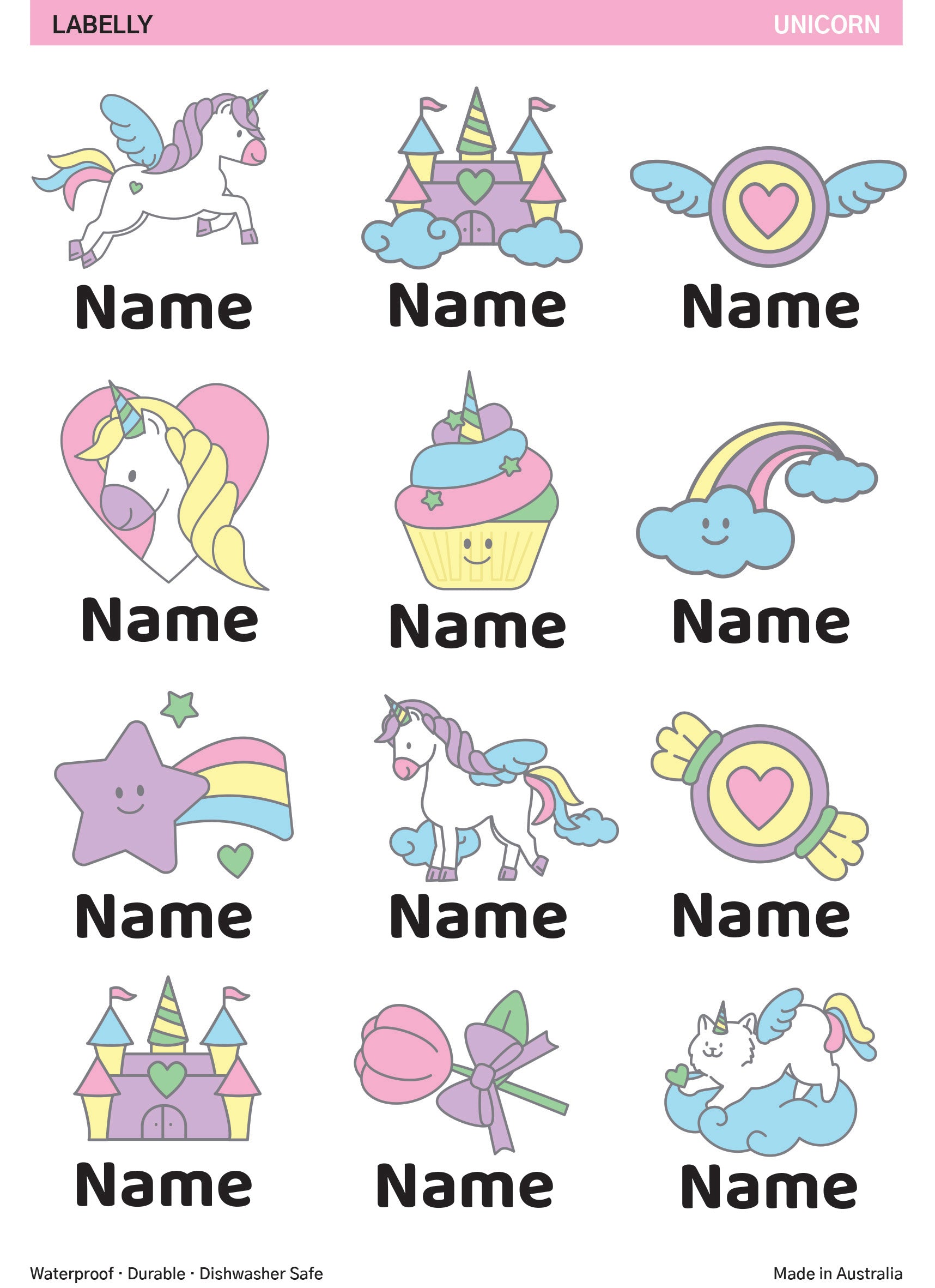 Unicorn Name Stickers