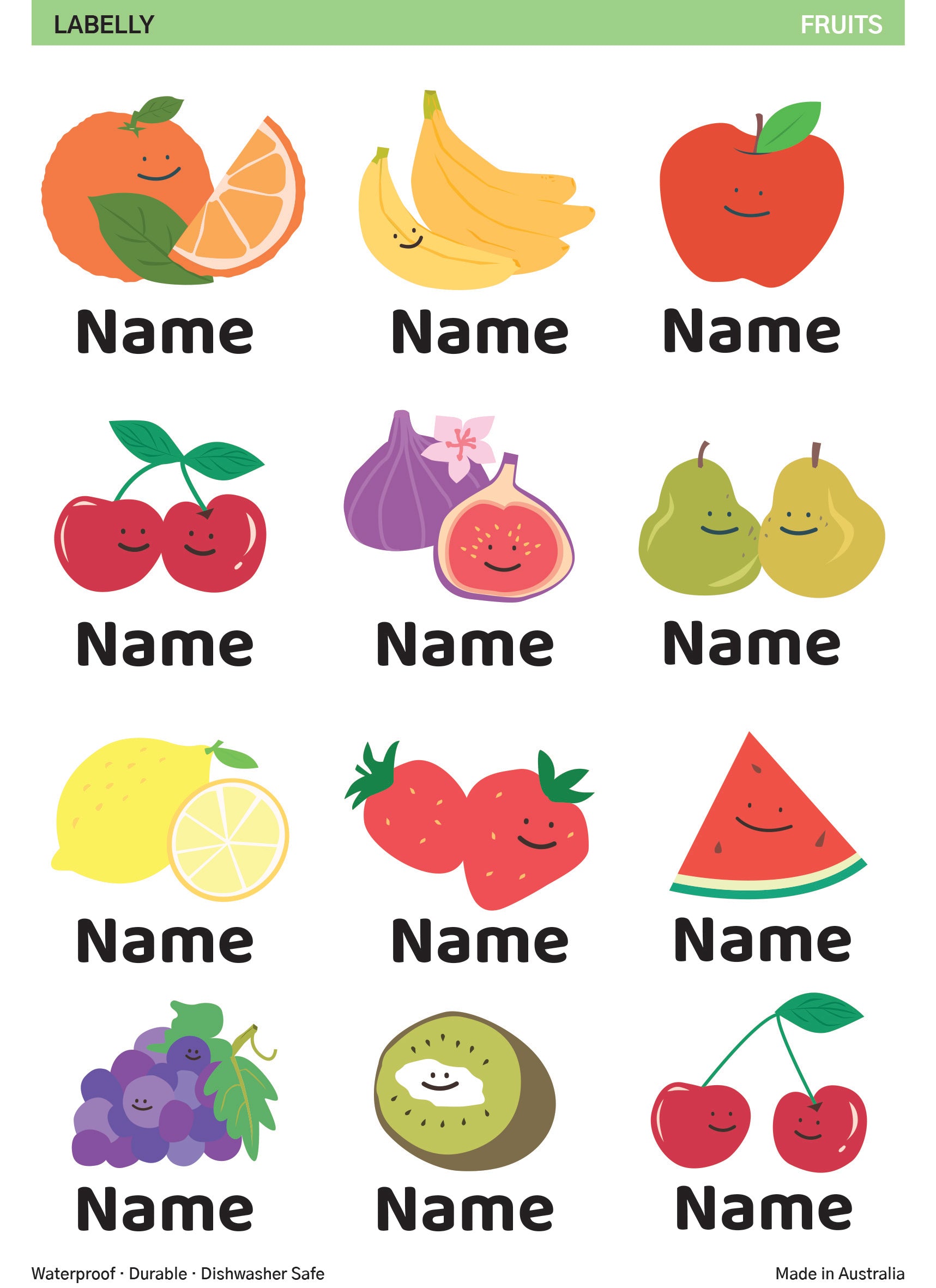 Fruit Name Stickers