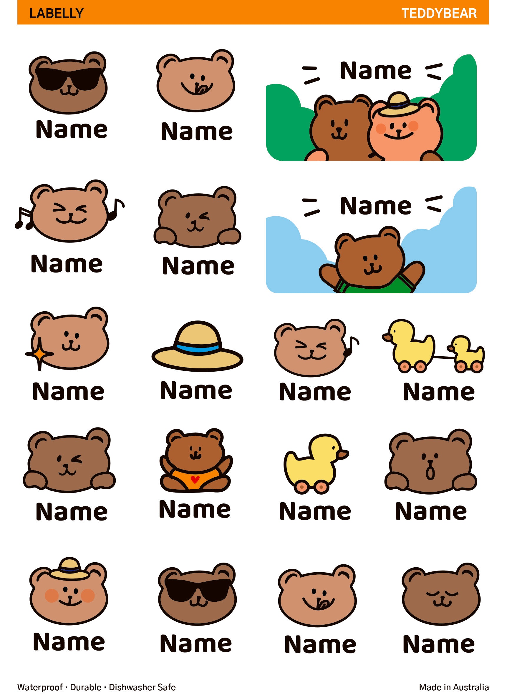 Teddy Bears Name Stickers