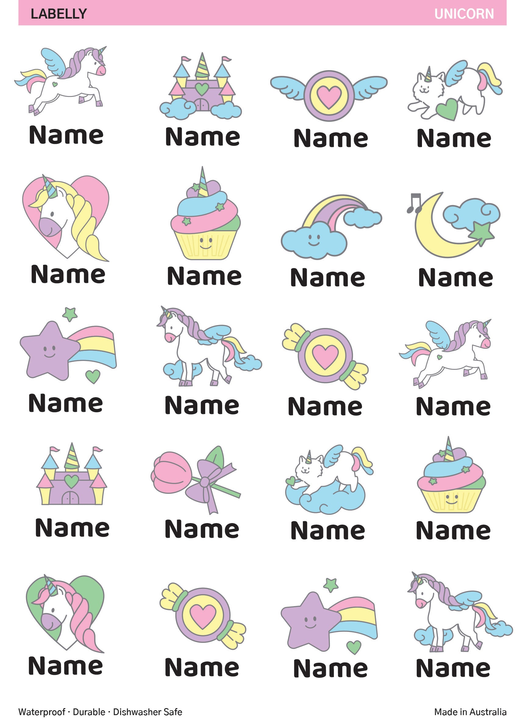 Unicorn Name Stickers