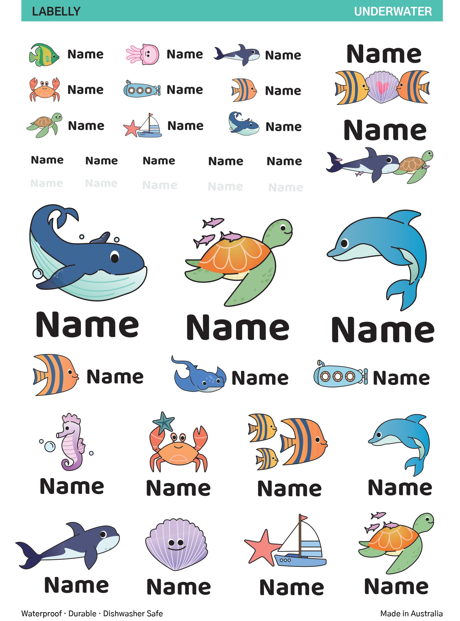 Marine Life Name Stickers