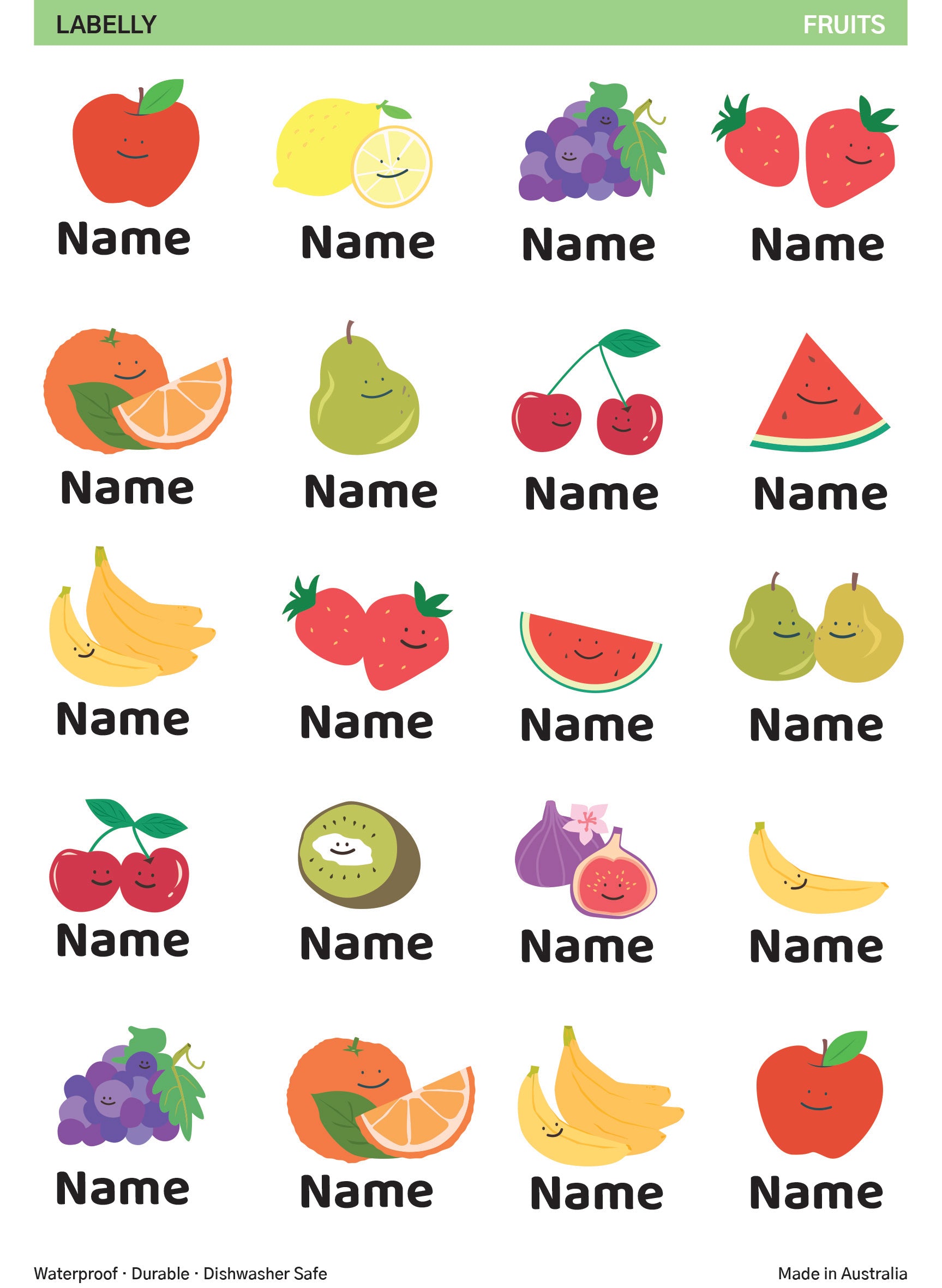 Fruit Name Stickers
