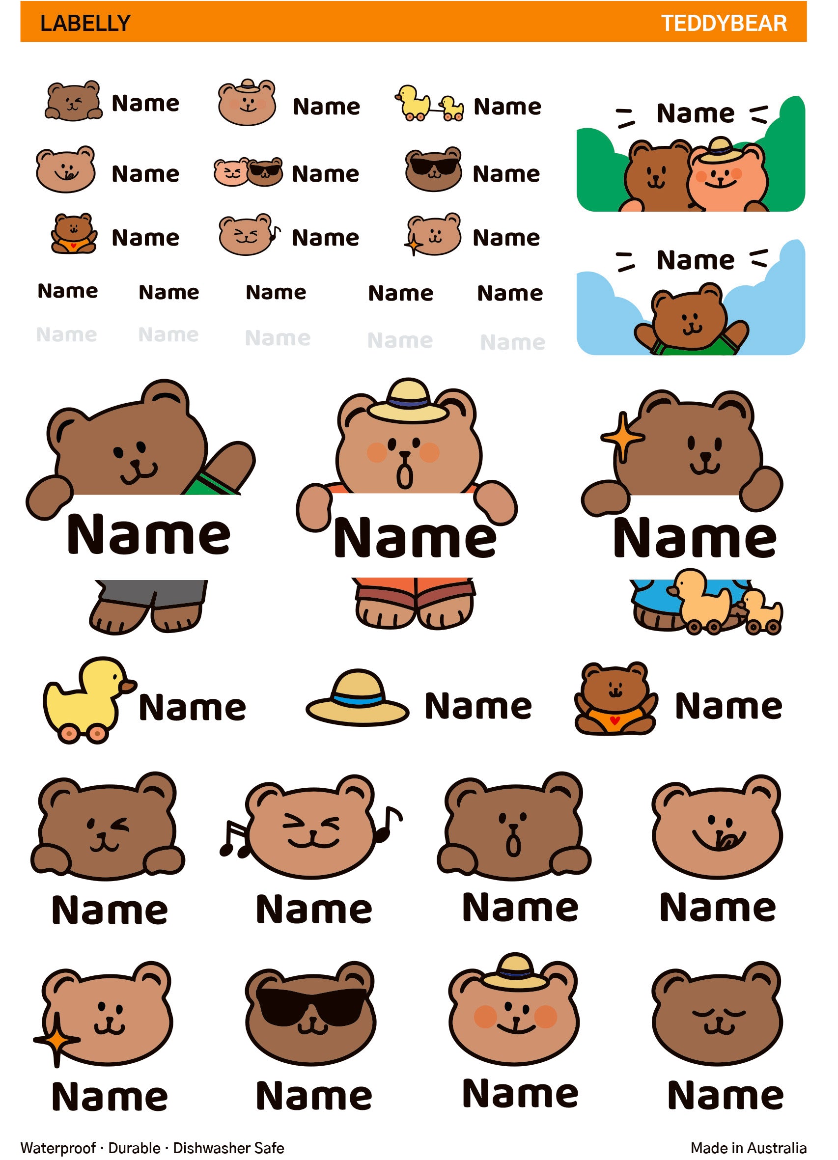 Teddy Bears Name Stickers