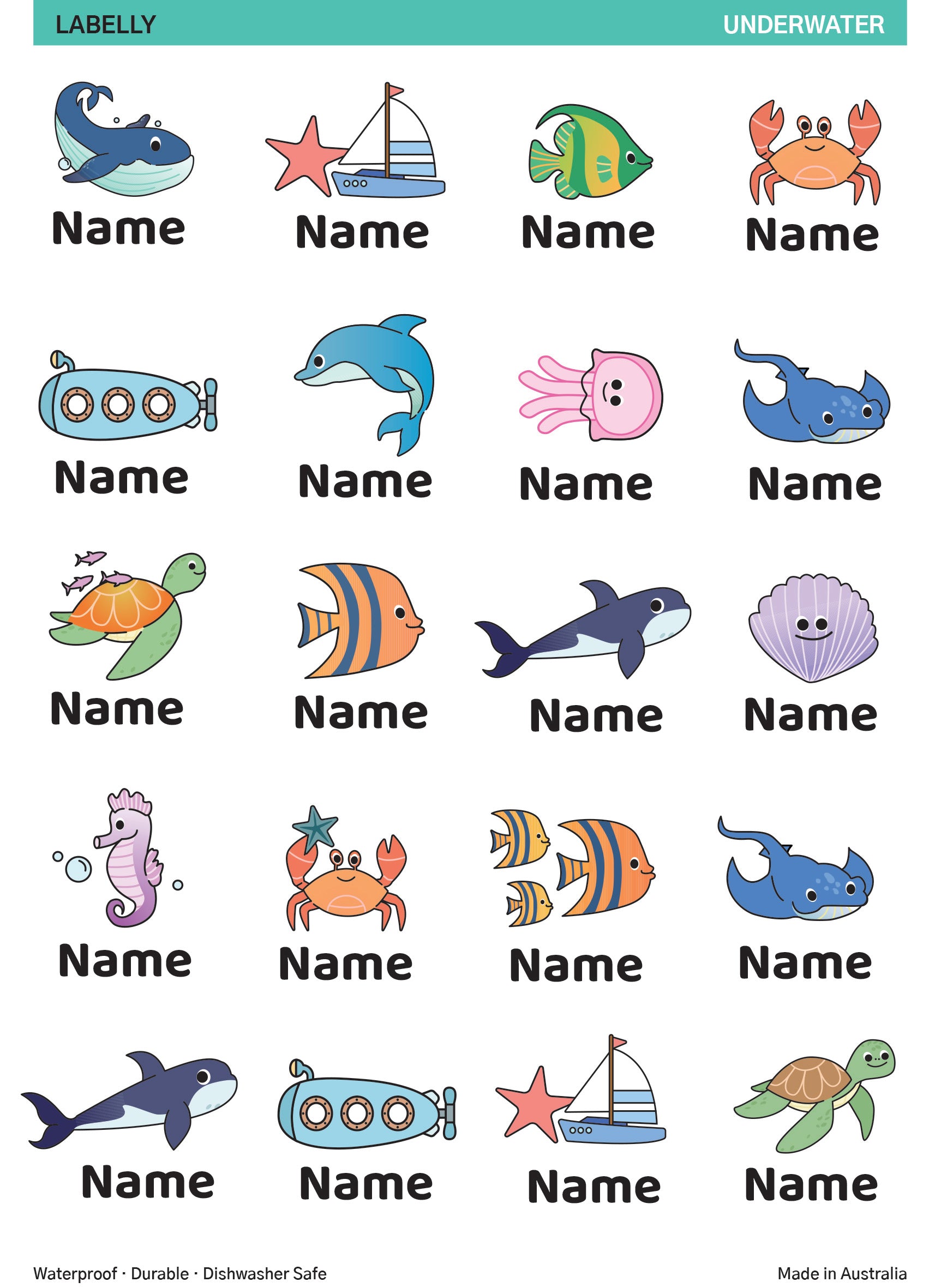 Marine Life Name Stickers