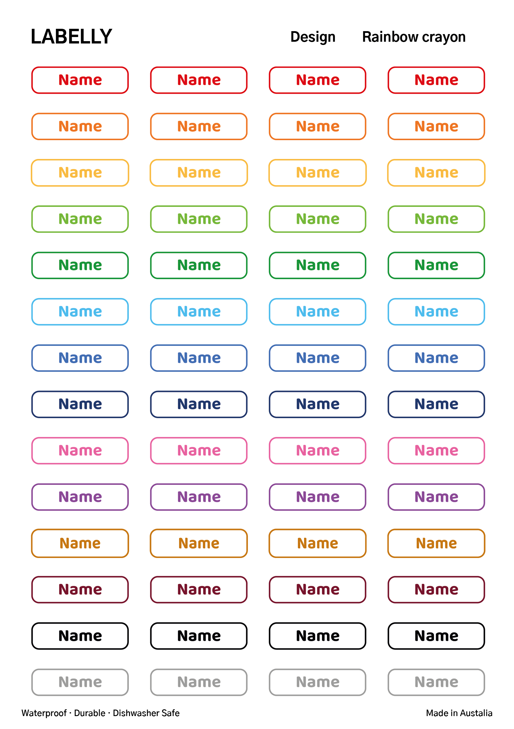 Name Only Stickers - Crayon