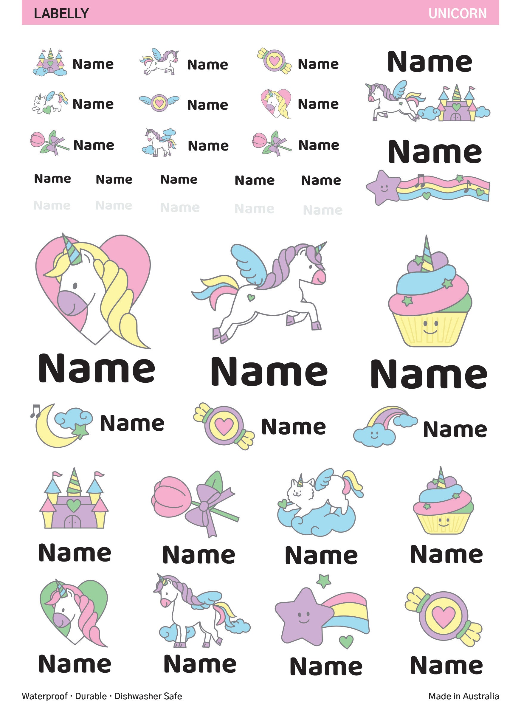 Unicorn Name Stickers