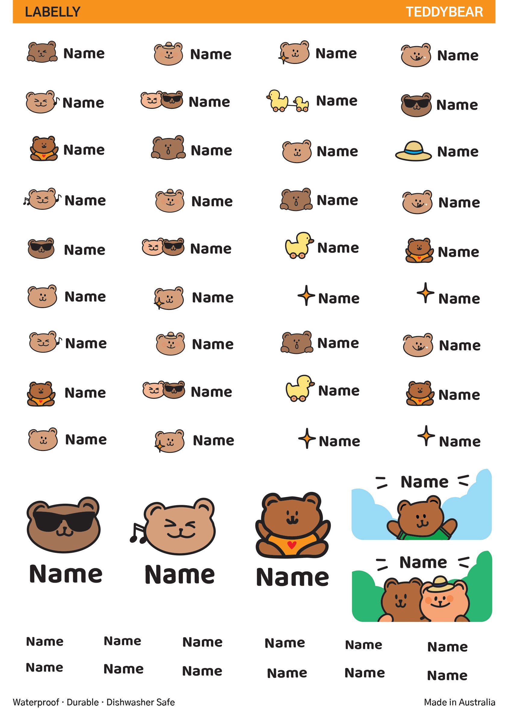 Teddy Bears Name Stickers