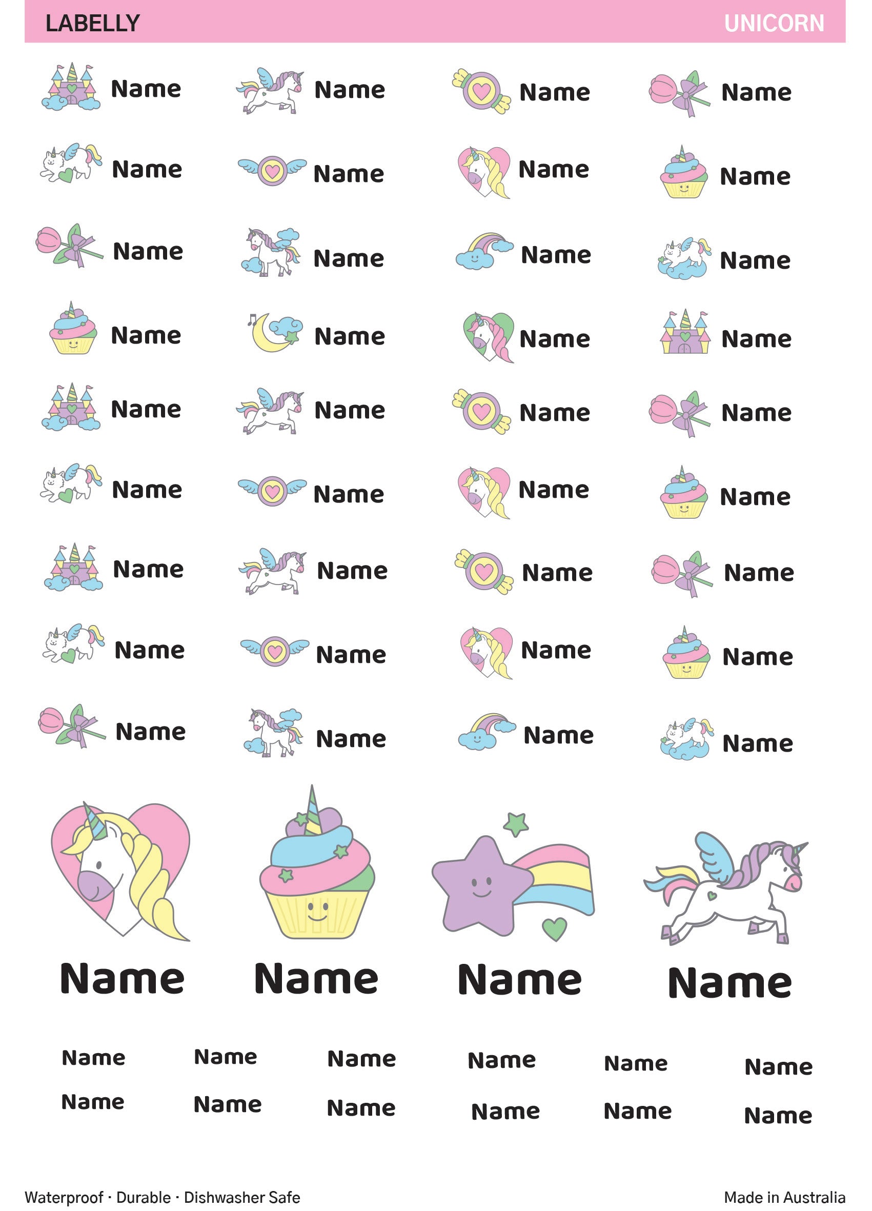 Unicorn Name Stickers