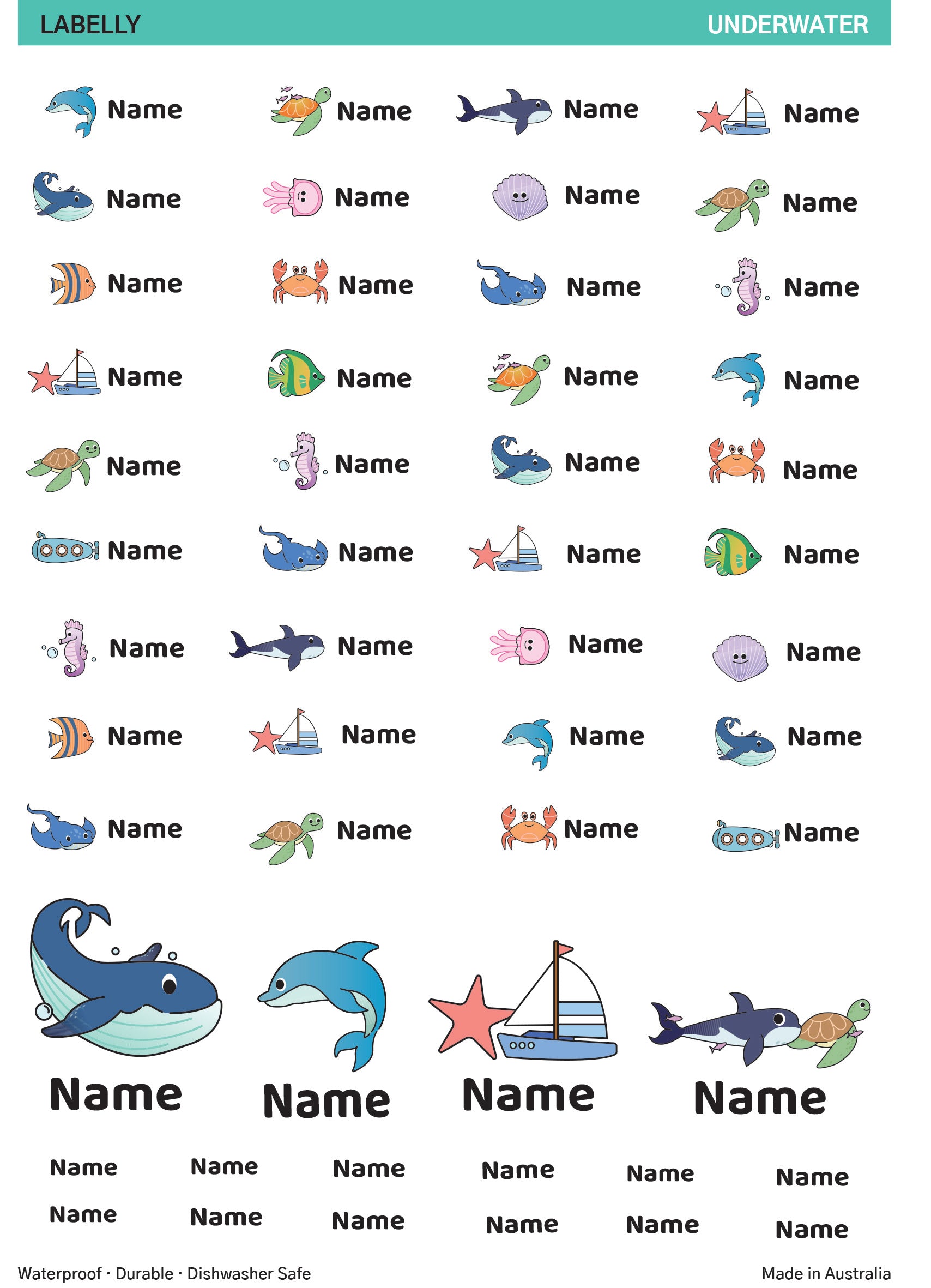 Marine Life Name Stickers